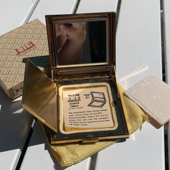 Vtg Alfred Dunhill Clearview Mirror Pressed Powder Compact Case - Picture 1 of 16